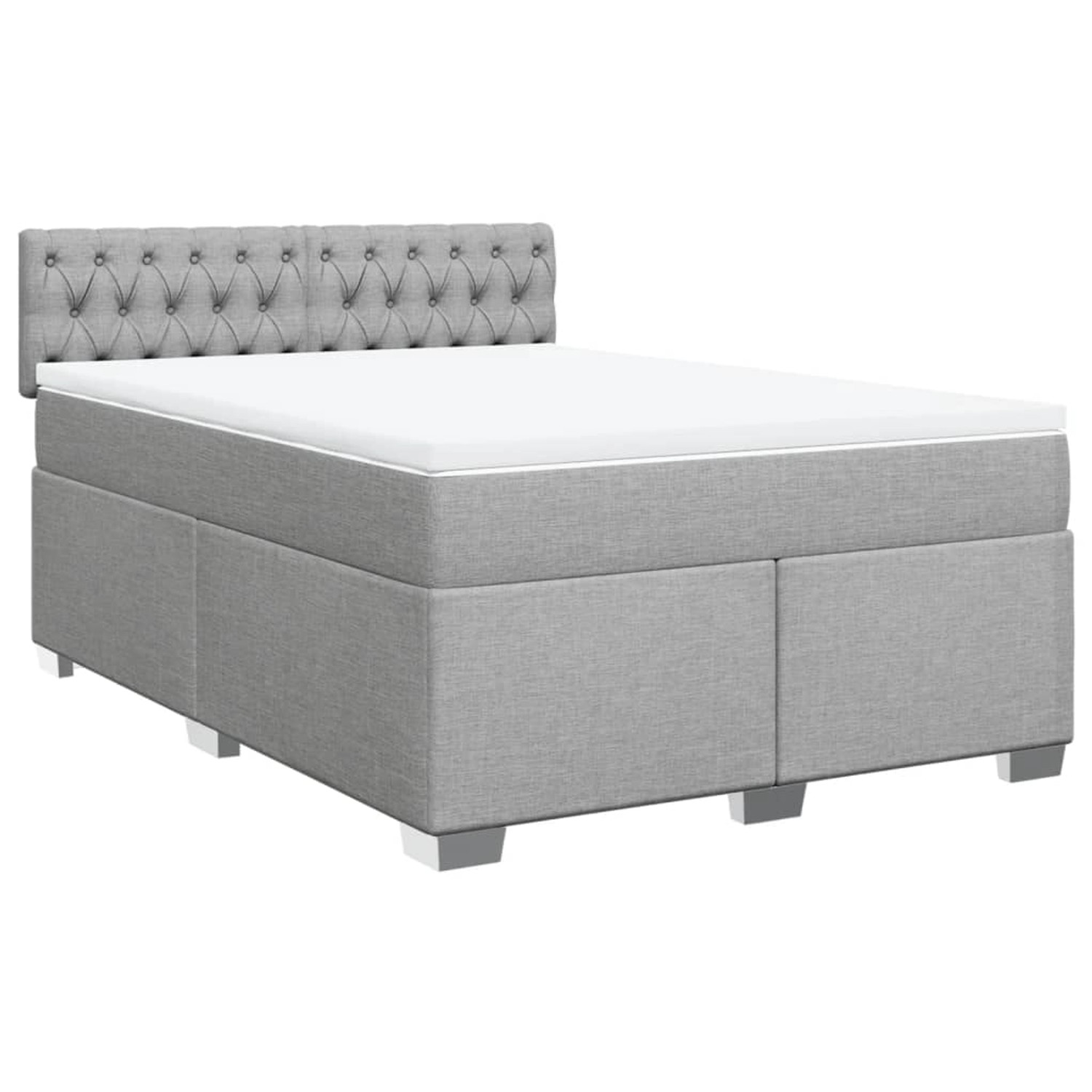 vidaXL Boxspringbett mit Matratze Hellgrau 140x190 cm Stoff 3285890