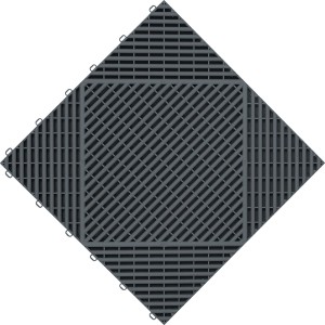 Dunkelgraue Florco Kunststoff-Klickfliese classic, 40x40 cm, 6er-Pack. Ideal für Balkon, Terrasse & Garage.