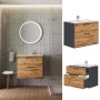 Vicco Badmöbel-Set Lanco in Anthrazit/Goldkraft Eiche mit Waschbecken und zwei Schubladen.