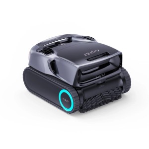 Aiper Scuba X1 Pro Max Roboter-Poolreiniger, dunkelgrau, mit Ketten und Bürste. Kabellose Poolreinigung für sauberes Wasser.