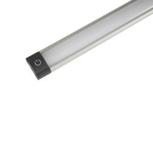 Grau-weiße Eglo LED-Unterbauleuchte Lerca mit Touch-Sensor. Lineares Design, 57 cm, ideal für Küchen.