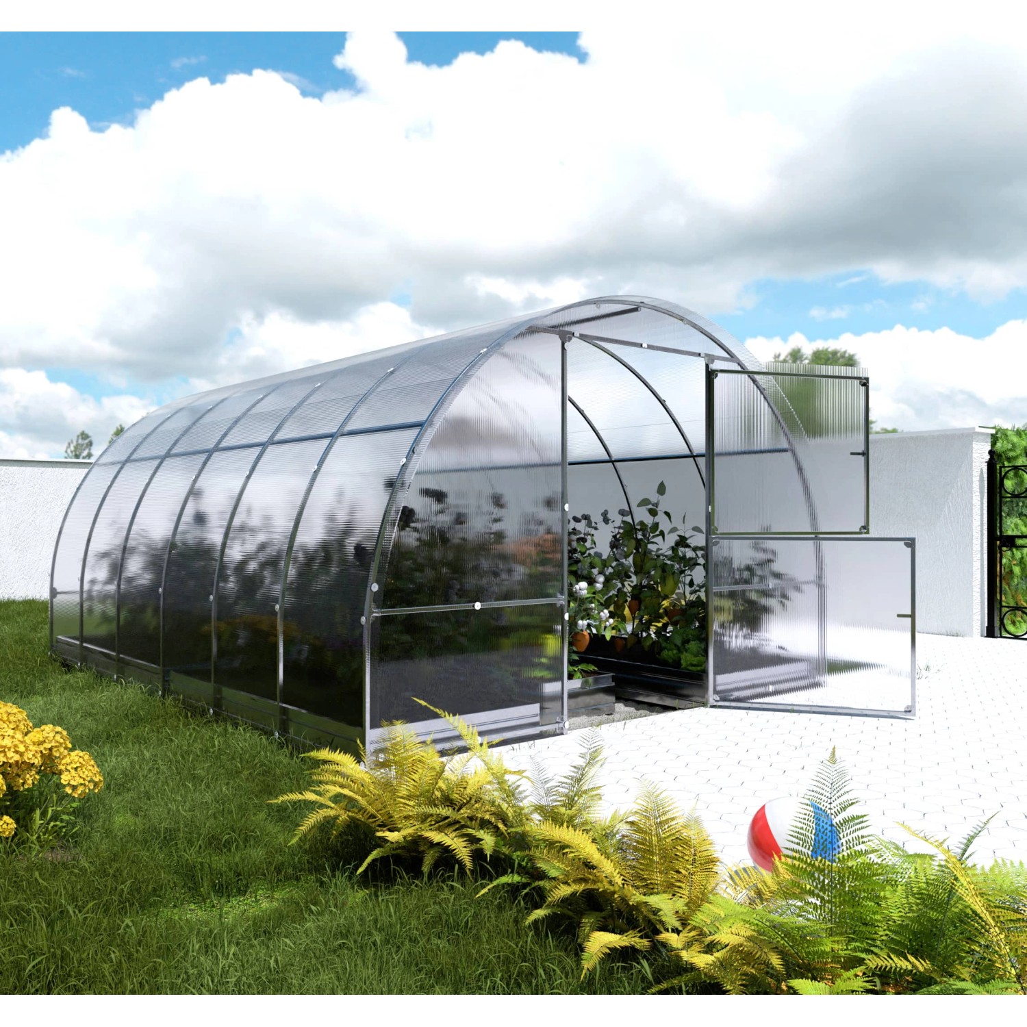 Klasika Greenhouses Easy*KLASIKA Gewächshaus 12m², 2m x 6m mit 4 mm Polycar günstig online kaufen