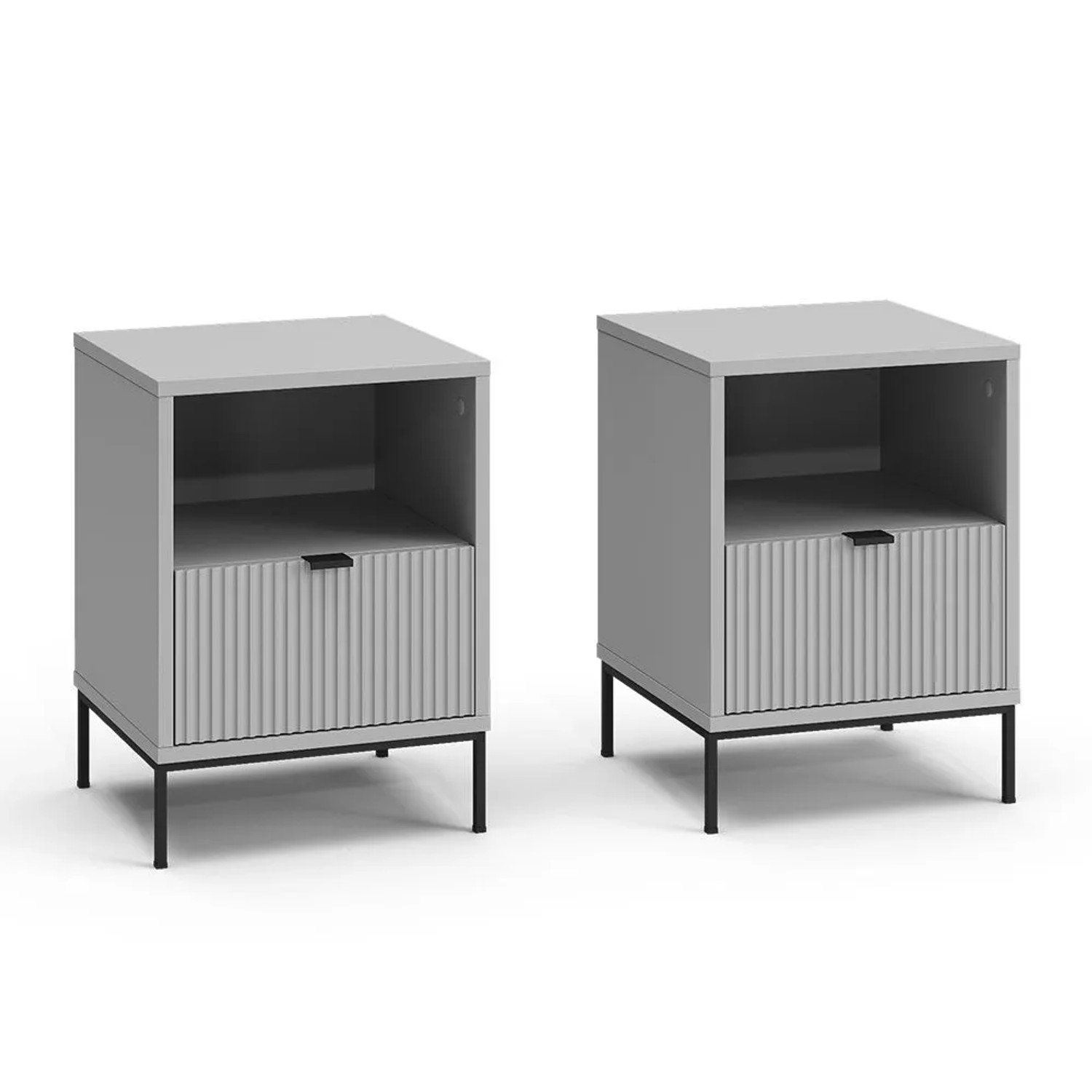 Vicco Nachttisch Eliza Grau 40 x 55 2er Set Art Nr 56207