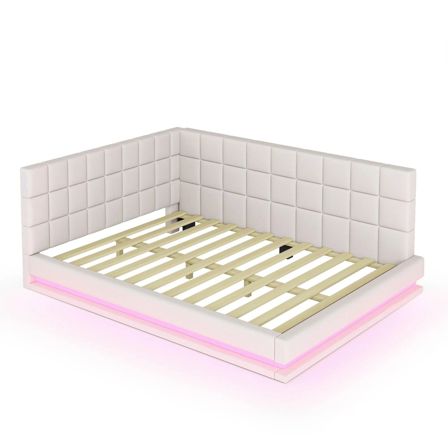 Merax Schlafsofa 140x200cm LED USB Leinen Beige