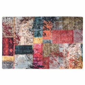 vidaXL Teppich Waschbar Patchwork 80x150 cm Mehrfarbig Rutschfest 337964