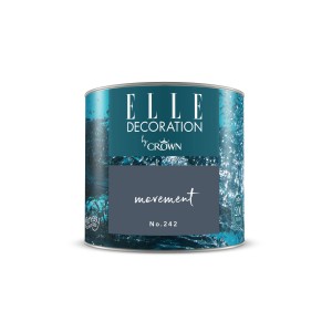 Dunkelblaue ELLE DECORATION Wandfarbe Movement No. 242 von Crown in einer Dose.