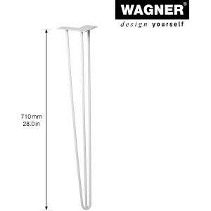 Wagner Möbelbein Hairpin, 710 mm, Light Grey, aus Stahl, für individuellen Möbelbau.