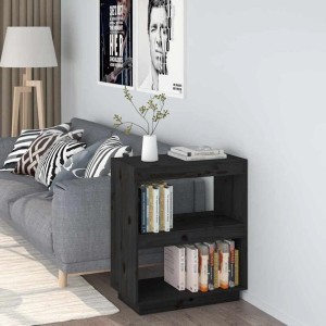 vidaXL Bücherregal Schwarz 60x35x71 cm Massivholz Kiefer 810863