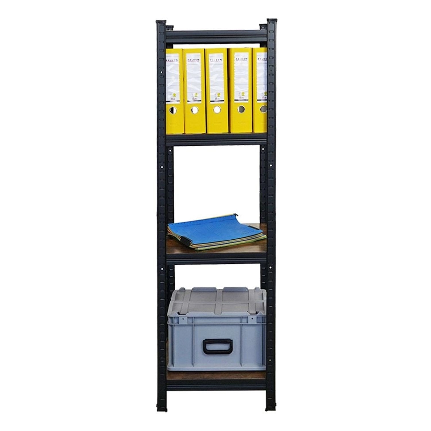 BERLINLODGE Wohnregal Ragnar HxBxT 150x45x45cm Fachlast 100kg Vintagebraun-Schwarz Bücherregal Standregal Büroregal