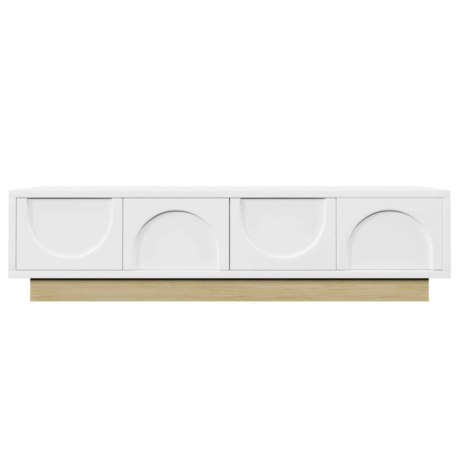 PXloue TV Schrank TV Board Weiß mit Holzmaserung und Geschwungenen Türen 175 x 40 x 42 cm