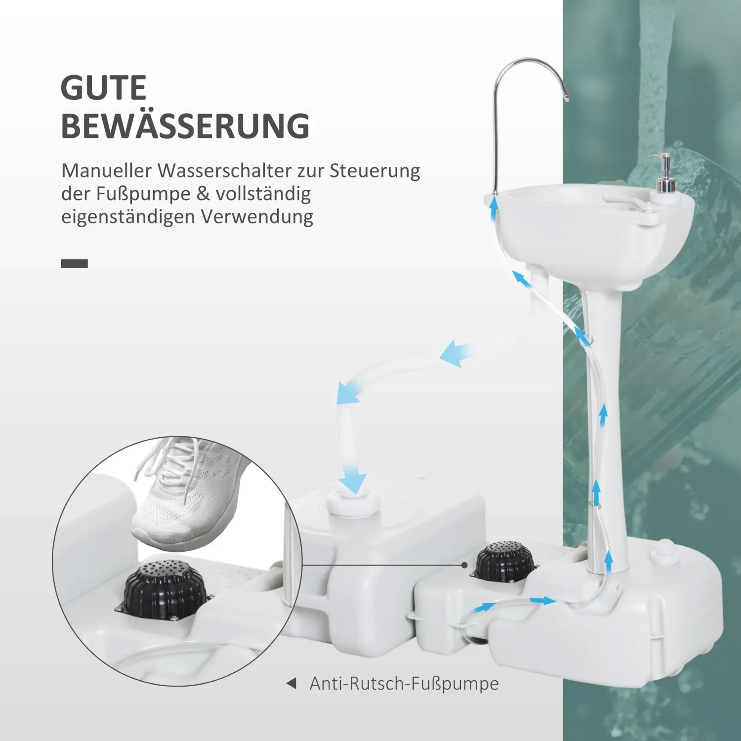 Outsunny Mobiles Waschbecken HDPE mit Wassertank 83 x 50 x 103 cm kaufen bei OBI