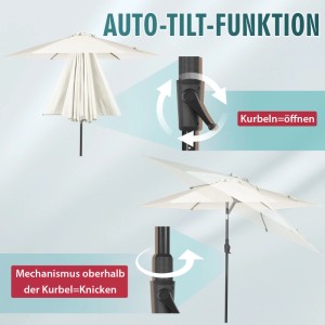 Sekey Sonnenschirm Gartenschirm mit Kurbel 270 cm