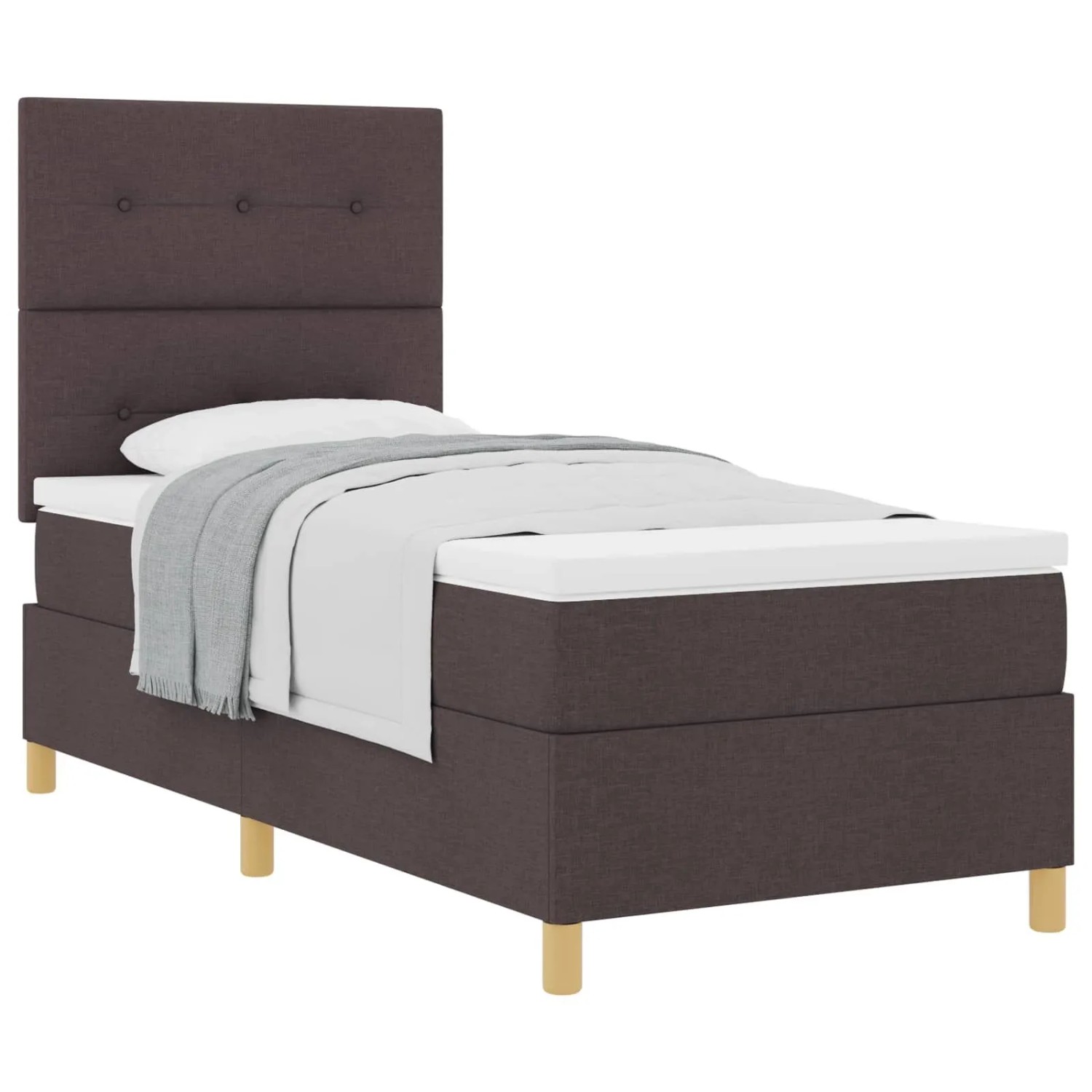 vidaXL Boxspringbett mit Matratze Dunkelbraun 90 x 190 cm Stoff 3339584