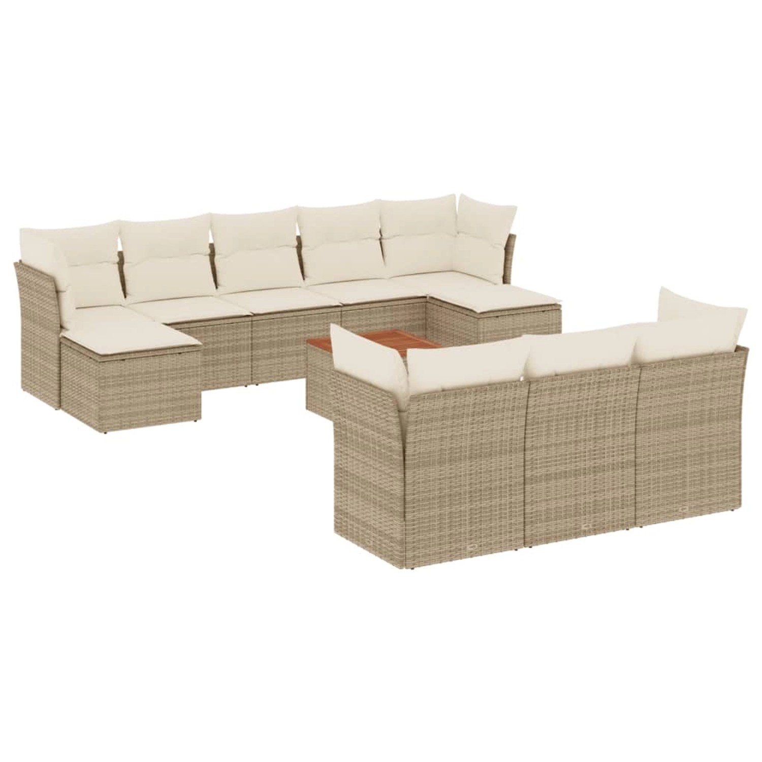 vidaXL 11-Tlg Garten-Sofagarnitur mit Kissen Beige Poly Rattan 3256212 günstig online kaufen