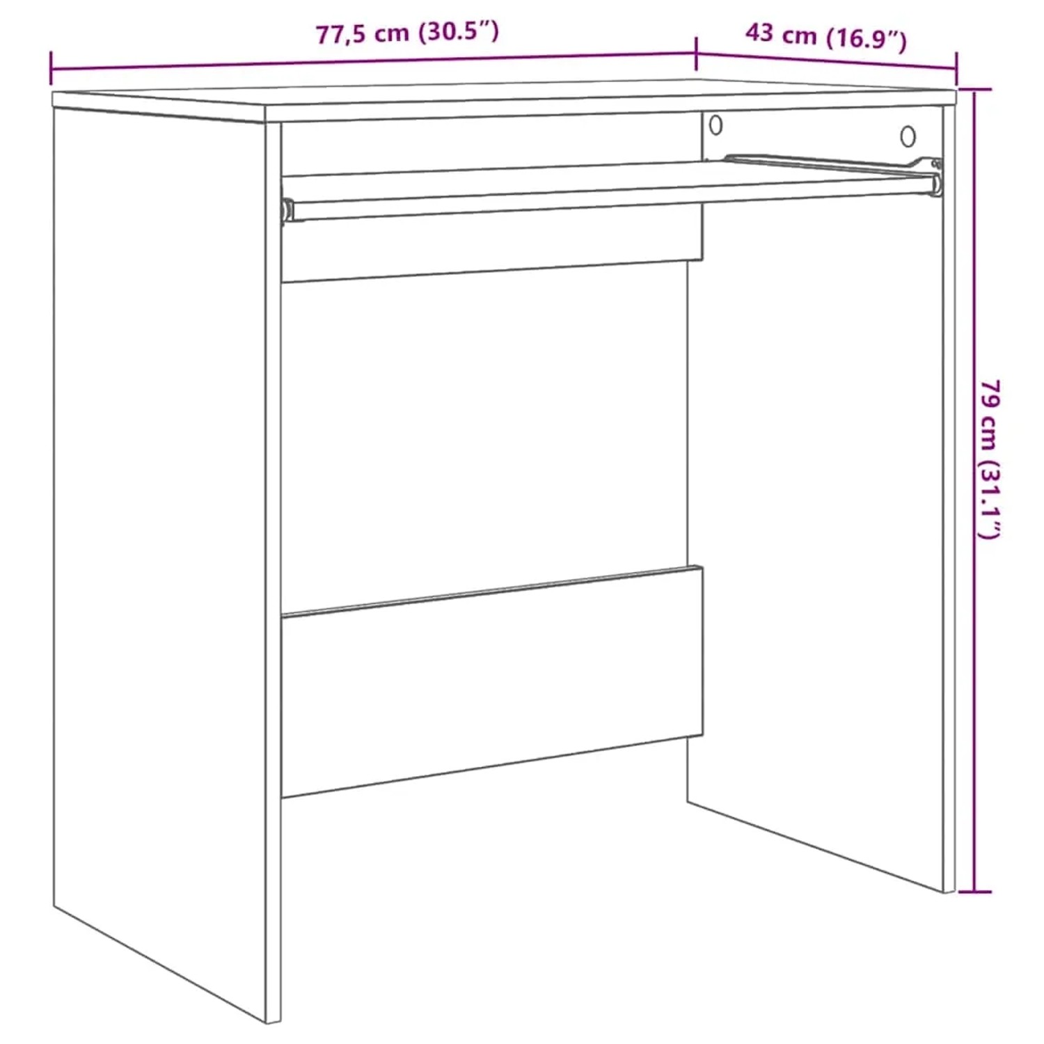 vidaXL Tisch mit Regal Weiß 77,5 x 43 x 79 cm Holzwerkstoff 869514_12