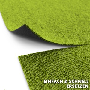 Grüne KARAT Teppichfliese Moscow, meliert, 50x50 cm. Pflegeleichte Bodenfliese für Büro und Wohnraum.