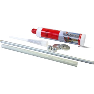 Skan Holz Wandbefestigungsset Größe 4: Gewindestangen, Muttern, Unterlegscheiben und Klebemörtel für Terrassenüberdachungen.