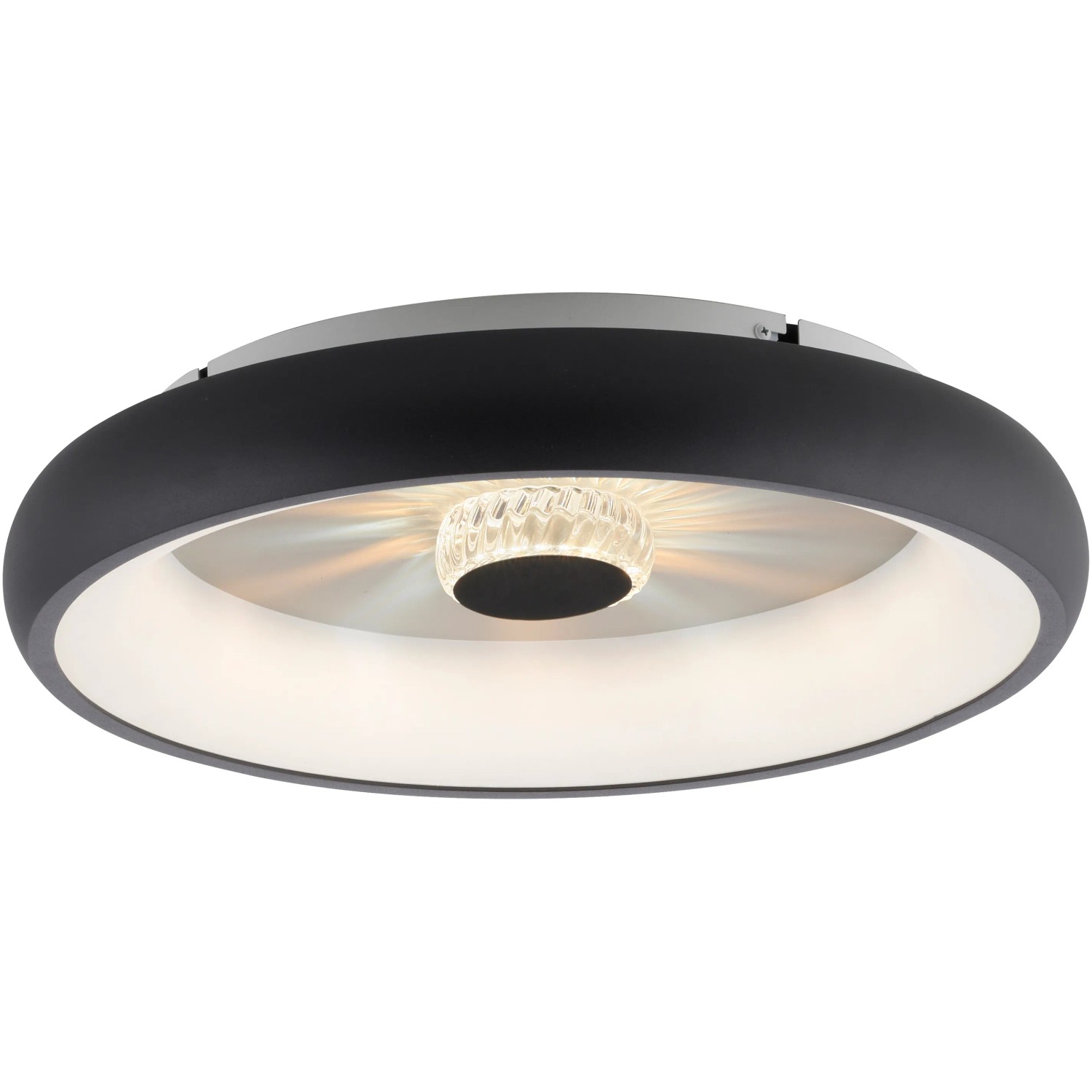 Schwarze LED-Deckenleuchte Vertigo, Ø 46,5 cm, mit Kristalleffekt für Wohn- und Schlafzimmer.
