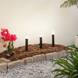 Lindby LED Smart Home Wegbeleuchtung Garten Elvor 10020191 Dimmbar Modern in Schwarz aus Edelstahl 3-flammig