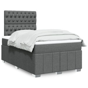 vidaXL Boxspringbett mit Matratze Dunkelgrau 120x200 cm Stoff 3291643