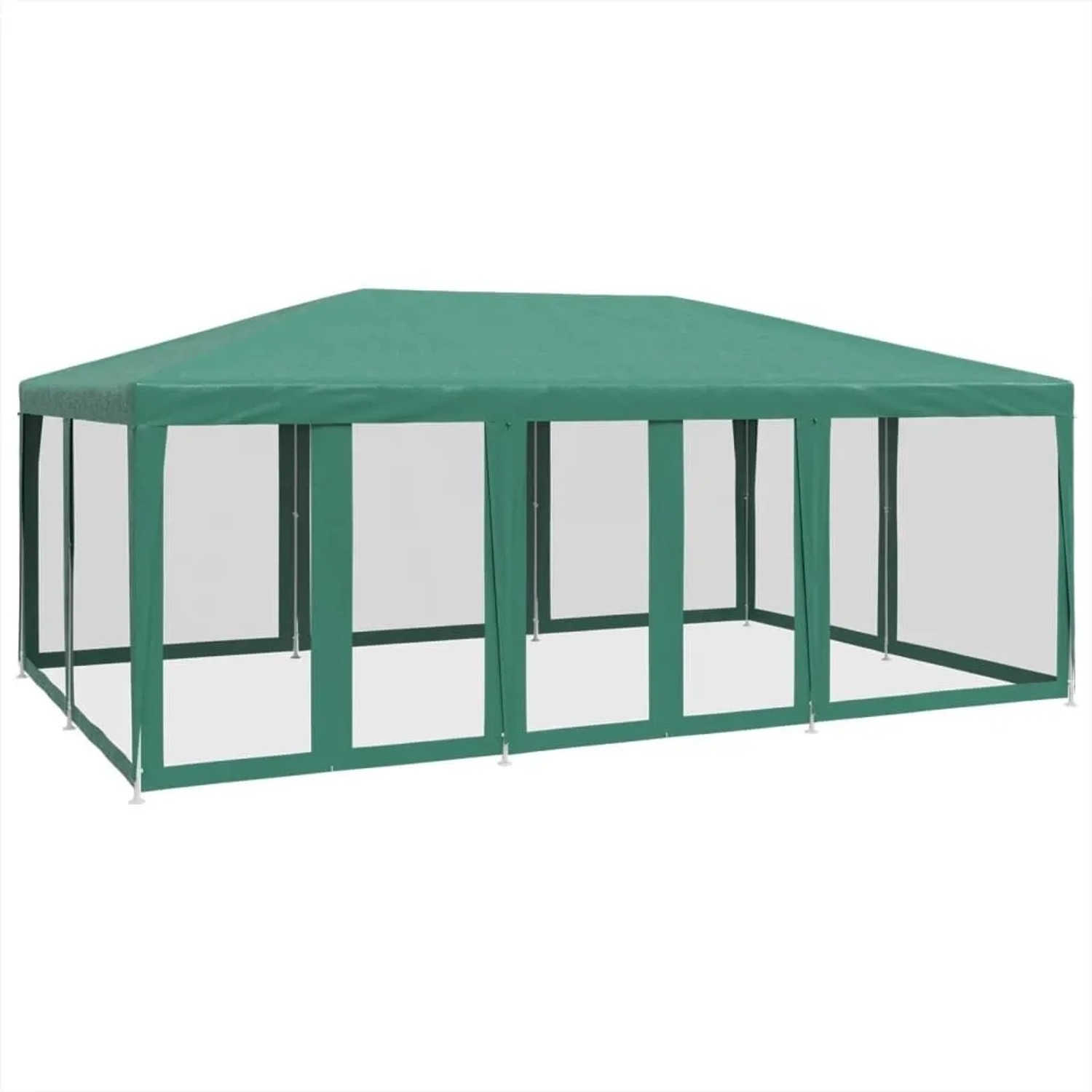 vidaXL Partyzelt mit 10 Mesh-Seitenteilen Grün 6x4 m HDPE 4010068