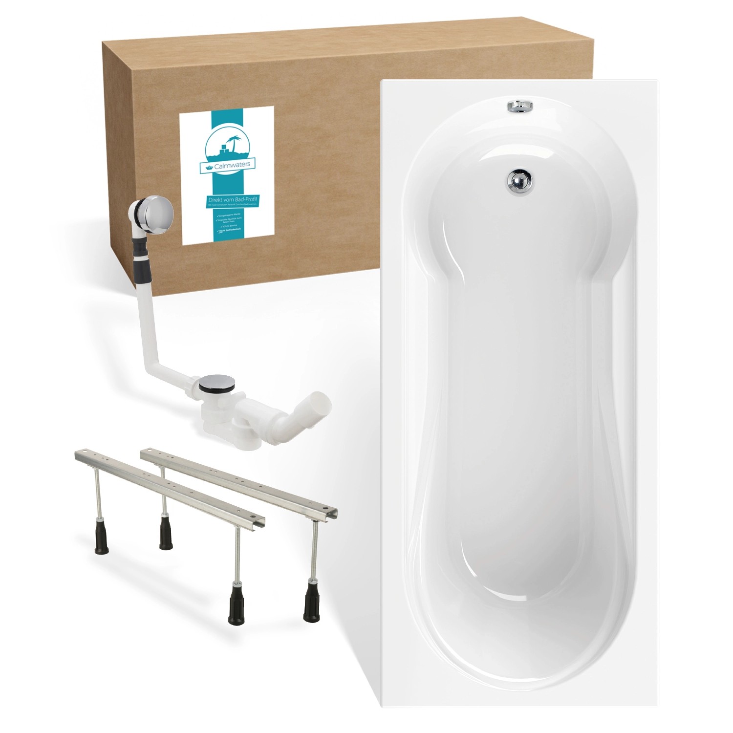 Calmwaters Rechteck Badewanne Modern Small 2 180x80 cm Wannenfüße & Ablaufg günstig online kaufen