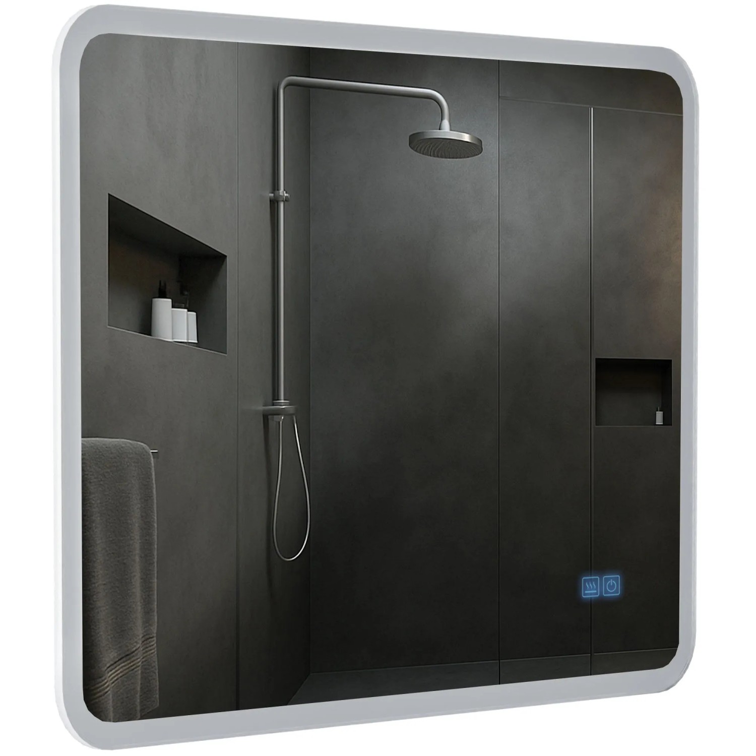DELUKE Badspiegel WIEN 60x80 mit Bluetooth 80x3,5x60cm Glas Klarglas Badezimmerspiegel Wandspiegel