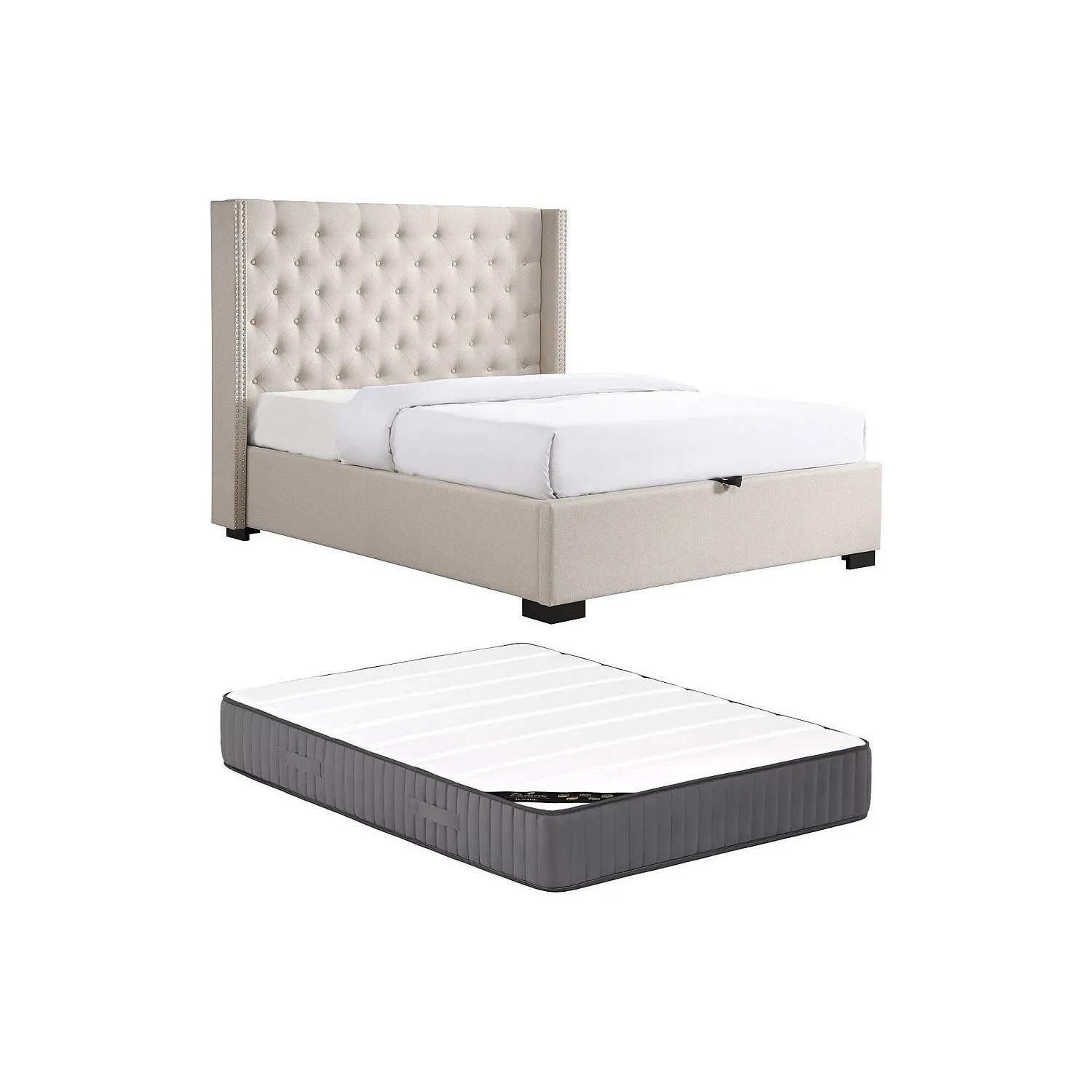 Vente-unique Bett Mit Bettkasten Massimo Beige 217 cm