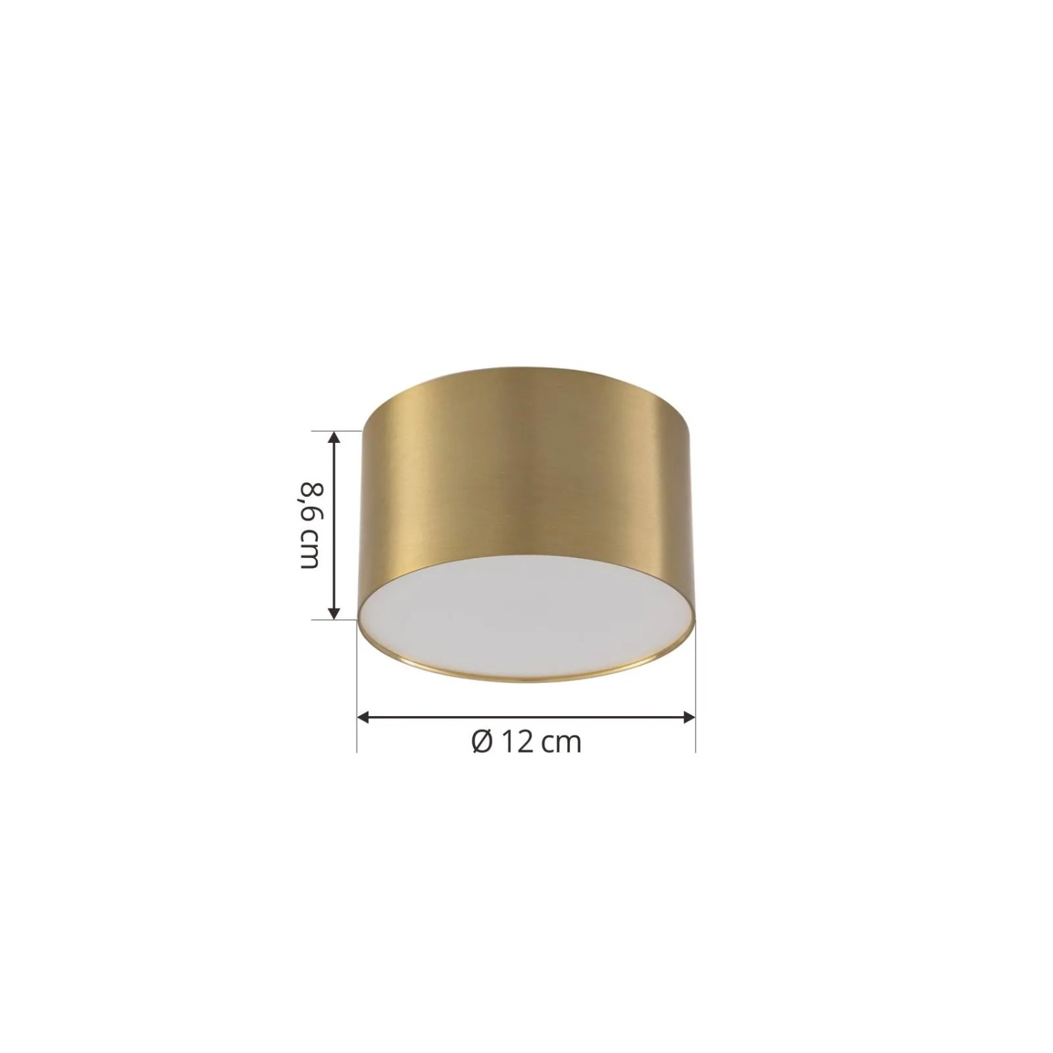 Moderne Lindby LED Deckenlampe Nivoria in Gold/Messing, Aluminium, 1-flammig, mit Maßangaben.