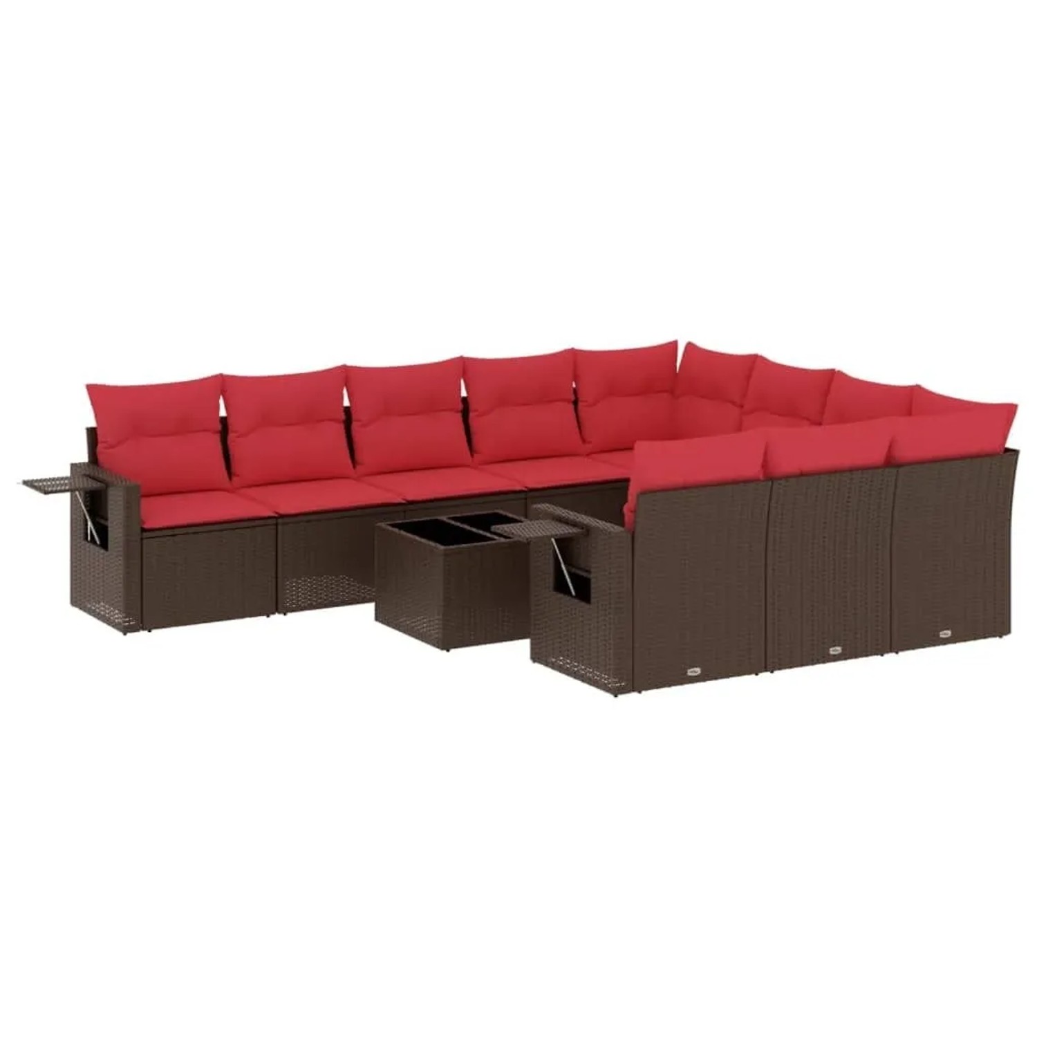 vidaXL 11-Tlg Gartensofa-Set mit Kissen Braun Polyrattan 3220703 günstig online kaufen