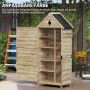 Outsunny Gartenschrank aus Tannenholz mit Regalen, naturbelassen. Werkzeugschrank für Garten.