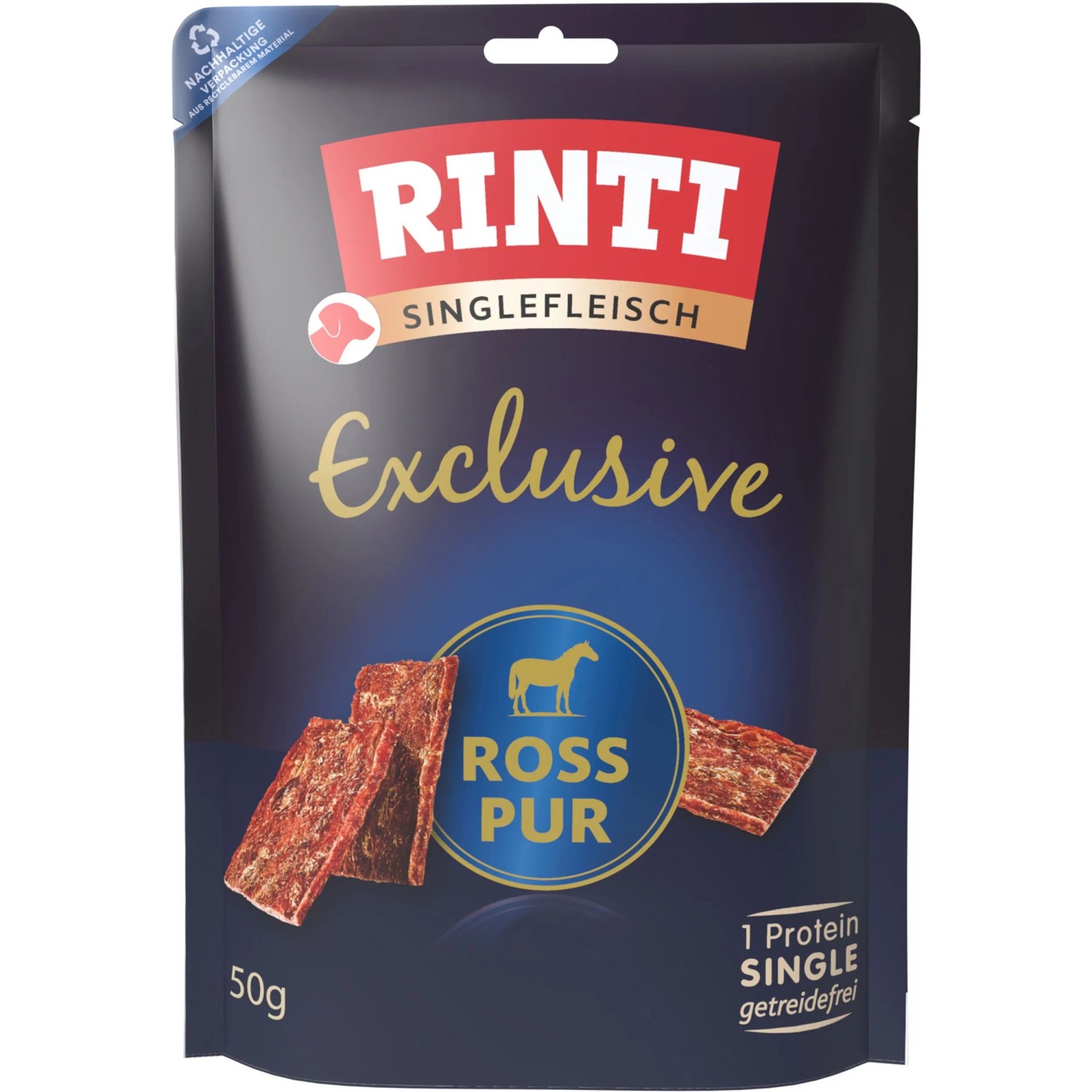 Rinti Hunde-Fleischstreifen Singlefleisch Exclusive Ross 50 g