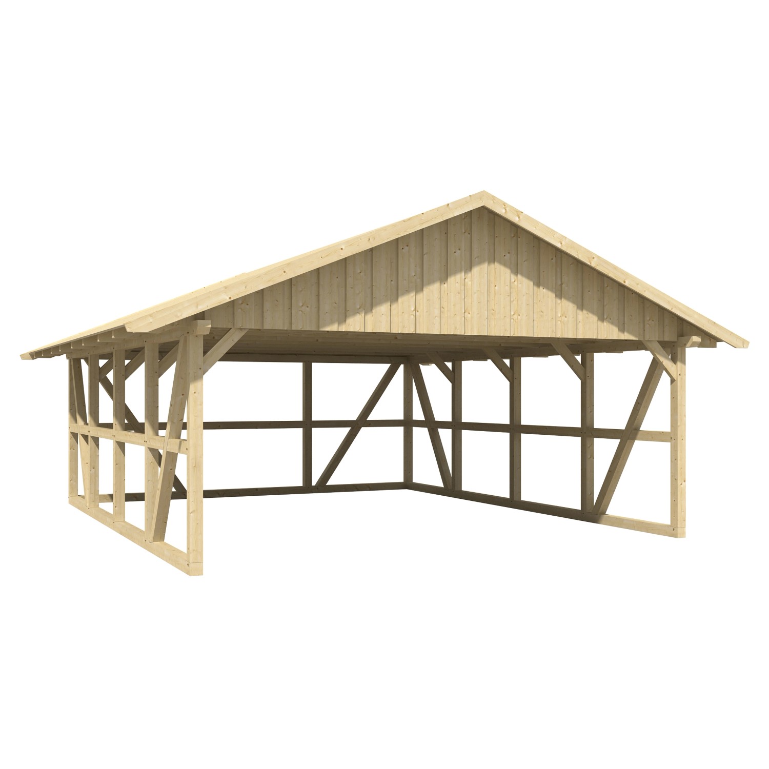 Skan Holz Carport Schwarzwald m. Dachschalung u. Rückwand 684 x 772 cm Natu günstig online kaufen