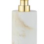 Wenko Seifenspender Odos, weißes Polyresin mit Marmorstruktur und goldenem Spenderkopf.