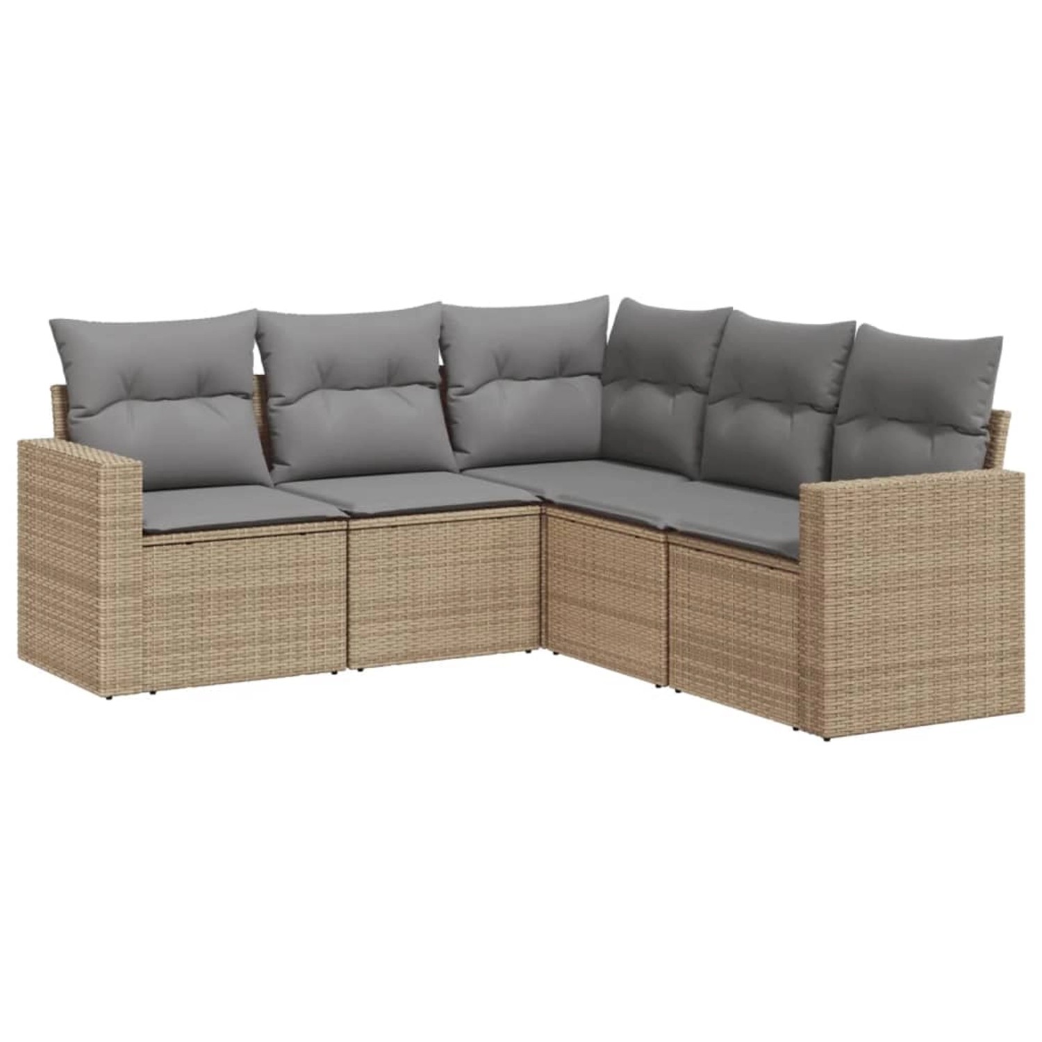 vidaXL 5-tlg Garten-Sofagarnitur mit Kissen Beige Poly Rattan Modell 2