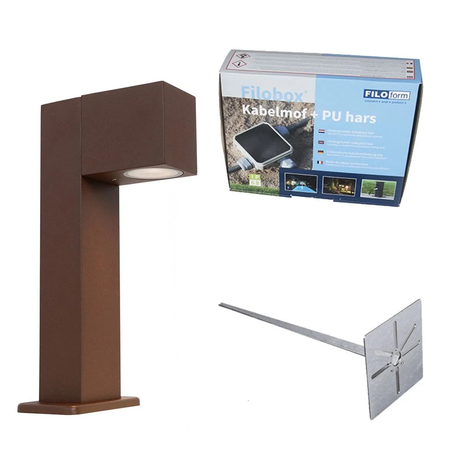 QAZQA Industrielle Stehende Außenlampe rostBraun 30 cm IP44 Baleno