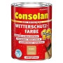 Consolan Wetterschutzfarbe Sandgelb, seidenglänzend, 750ml Dose. Holzfarbe für Aussen.