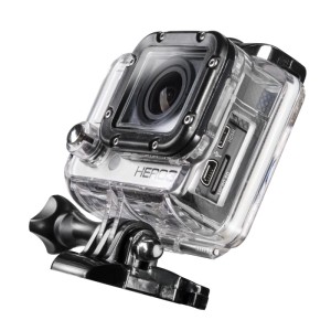 Transparentes Mantona Skeleton Schutzgehäuse für GoPro Hero 3. Mit Aussparungen für Anschlüsse, Bedienelemente und Befestigung.