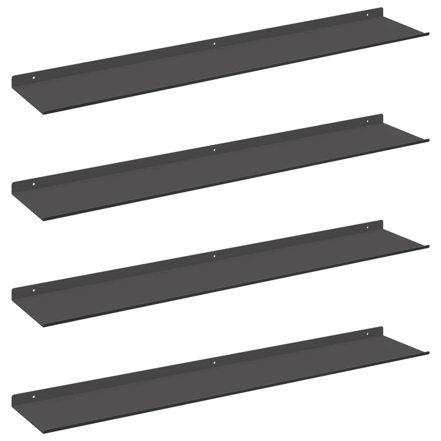 vidaXL Schwebendes Regal 4 Stk Schwarz 100 x 18 x 2,5 cm Stahl 8004045