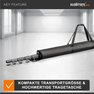 Walimex Pro Jumbo AIR 730 Lampenstativ in schwarzer Transporttasche, kompakt für Studio & Outdoor.