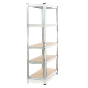 Wiltec Schwerlastregal, verzinkt, mit 5 MDF-Ablagen. Robustes Steckregal 90x45x180cm für Werkstatt & Lager.