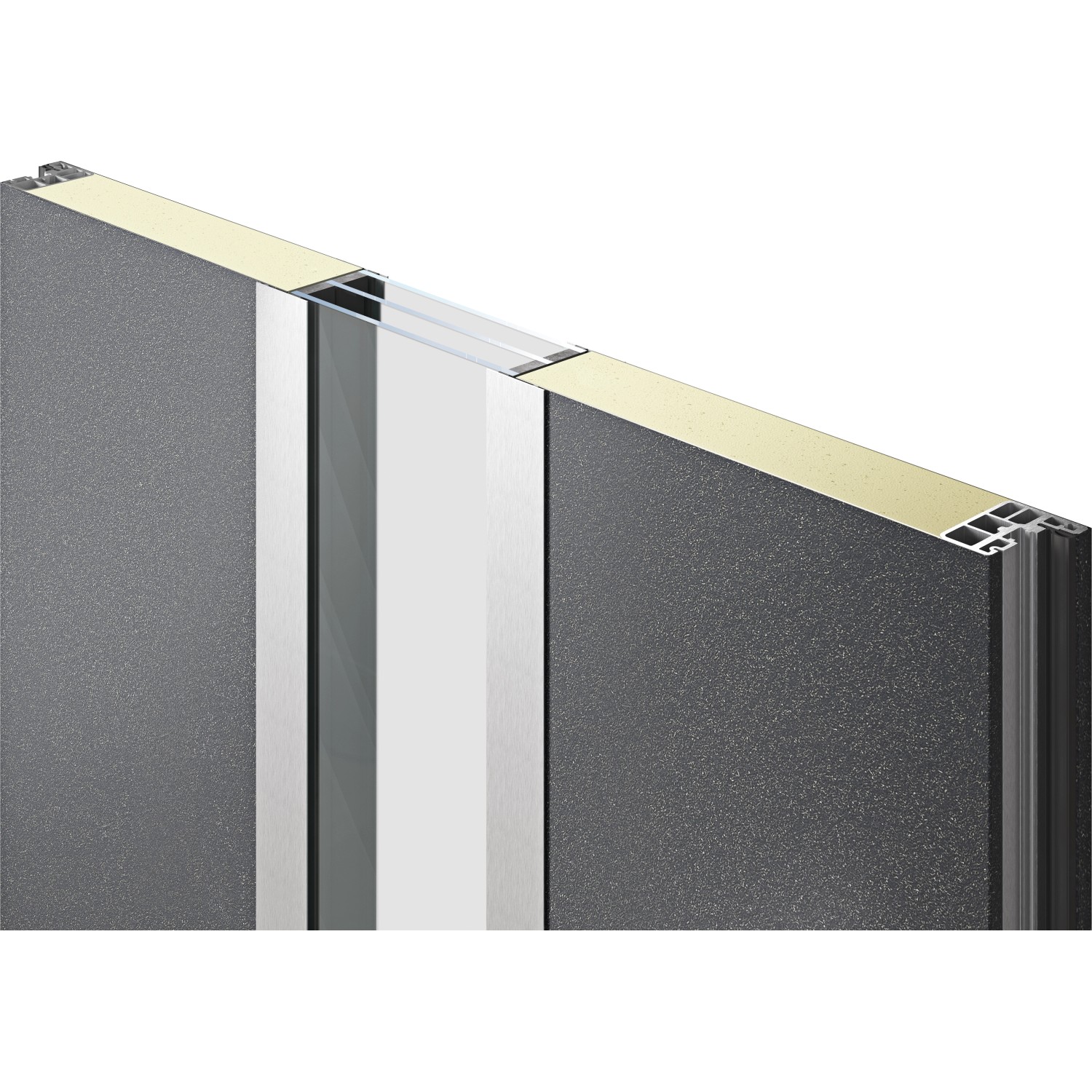 Detailansicht EcoStar Haustür Isopro IP 780S, Anthrazit-Metallic, Querschnitt mit Dämmung.