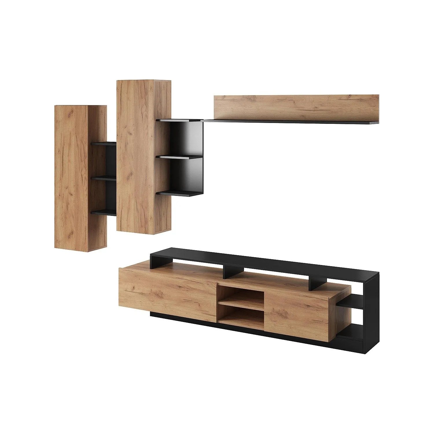Vente-unique Tv-Wand Idesia Anthrazitgrau  Naturfarben Hell 260 cm