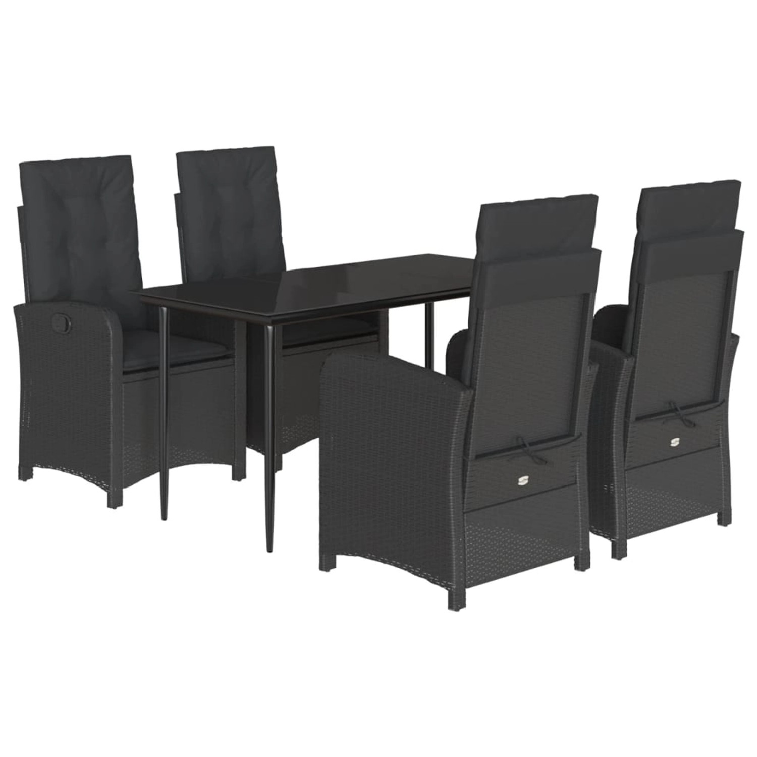 vidaXL 5-Tlg Garten-Essgruppe mit Kissen Schwarz Poly Rattan 3212313 günstig online kaufen