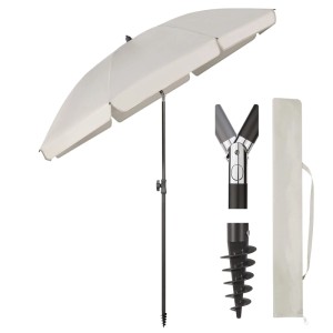 Sekey Sonnenschirm 180cm mit UV50+ Schutz, Bodenhülse und Tragetasche. Ideal für Balkon, Strand und Camping.