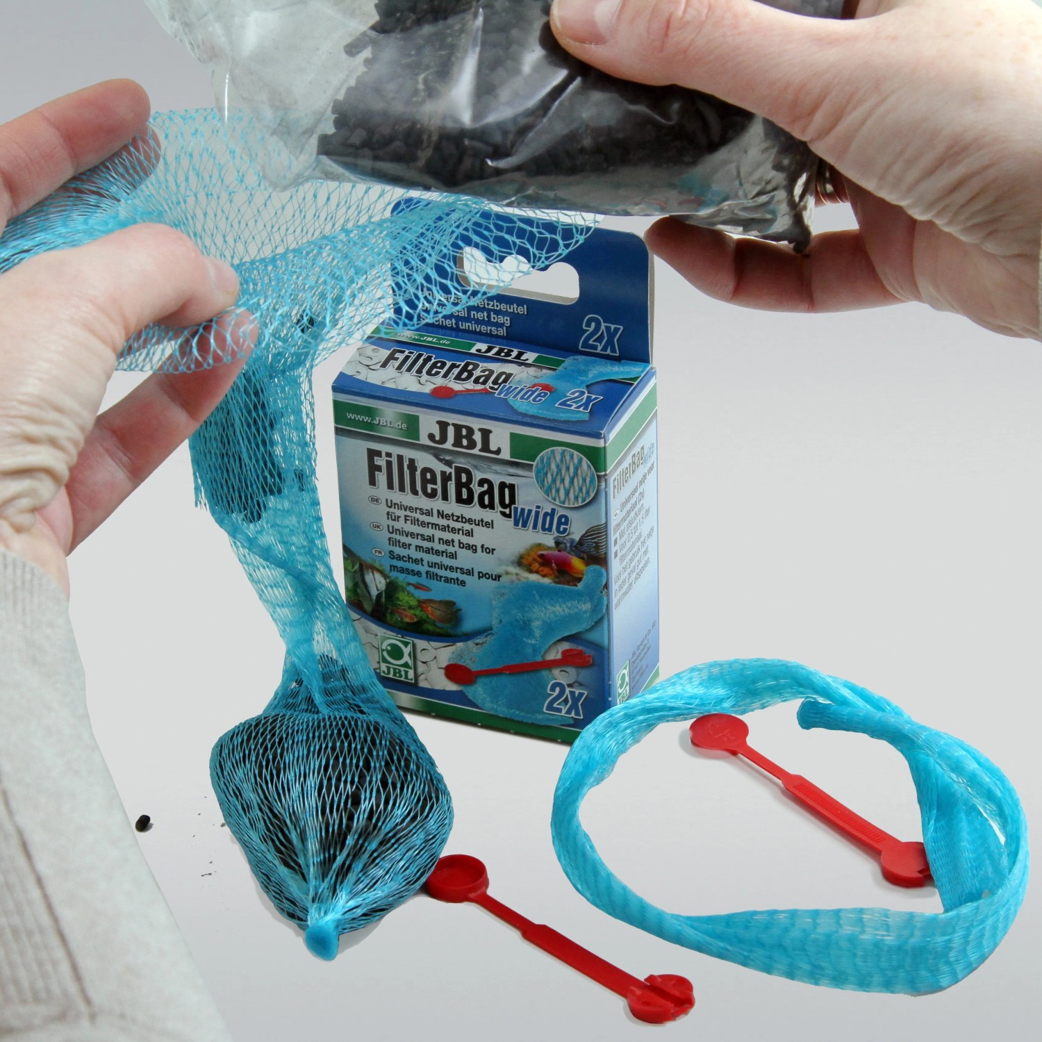 JBL FilterBag Wide: 2er-Set Netzbeutel für Filtermaterial im Aquarium.