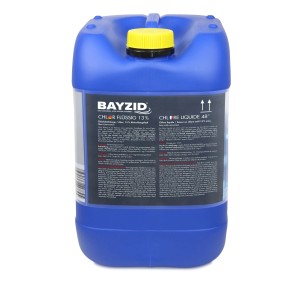 Blauer Kanister Bayzid Chlor 13% Flüssig für Pool Desinfektion, 12 x 25kg.