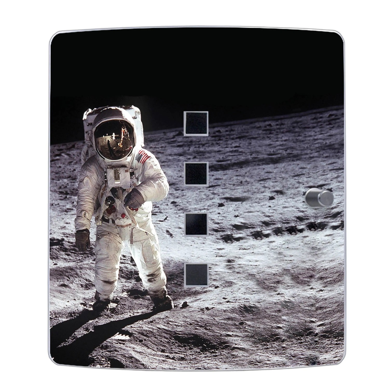 Design Schlüsselkasten aus Edelstahl mit Astronaut Motiv für 10 Schlüssel.
