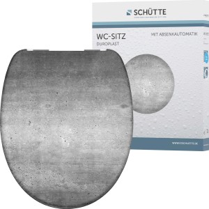Schütte WC-Sitz Industrial Grey Duroplast mit Absenkautomatik, graue Betonoptik.