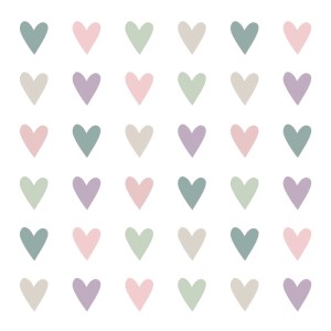 Papierservietten mit bunten Herzen, 20 Stück, Pastellfarben, FSC®-zertifiziert.